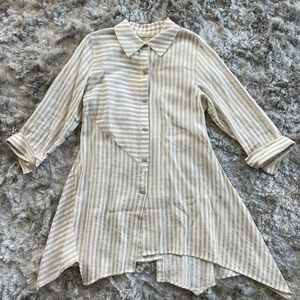 Cream Striped Tunic Top